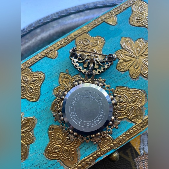 Beautiful Vintage NORMAN Rhinestone Swiss Designed Designer Watch Pin Brooch - Picture 4 of 10